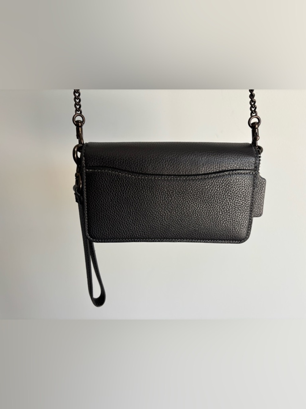 Coach Tabby Chain All-Black Leather Crossbody Bag - Picture 6 of 12